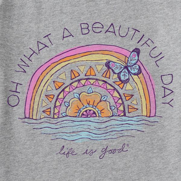 Life Is Good Women's Beautiful Day Butterfly Rainbow Short Sleeve Crusher Tee