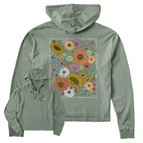 Life Is Good Women's Beautiful Energy Wildflowers Crusher Boxy Hoodie
