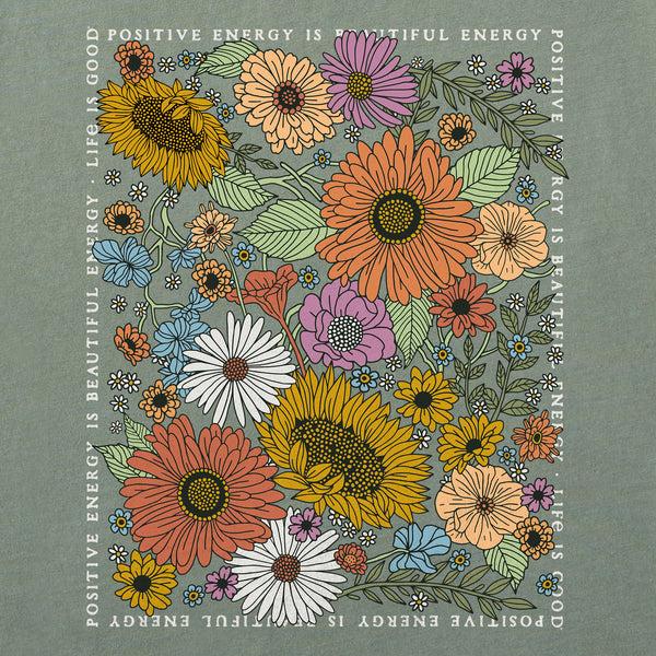 Life Is Good Women's Beautiful Energy Wildflowers Short Sleeve Crusher Boxy Tee