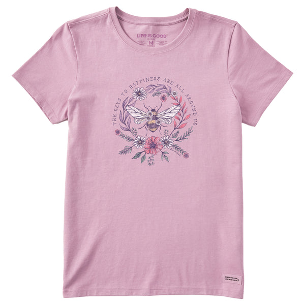 Life Is Good Women's Bee Happiness All Around Short Sleeve Tee