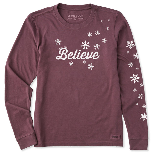 Life Is Good Women's Believe Long Sleeve Crusher Tee