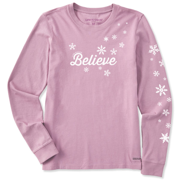 life is good Women's Believe Long Sleeve Crusher Tee
