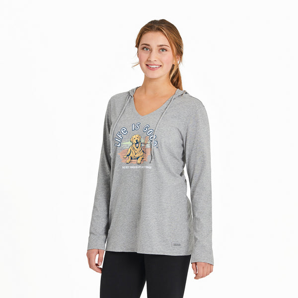 life is good Women's Best Things Golden Dock Long Sleeve Crusher-LITE Hooded Tee