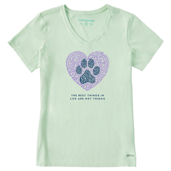 Life Is Good Women's Best Things Paw Heart Short Sleeve Vee