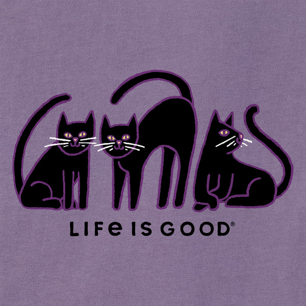 Life Is Good Women's Black Cat Trio Long Sleeve Crusher Tee