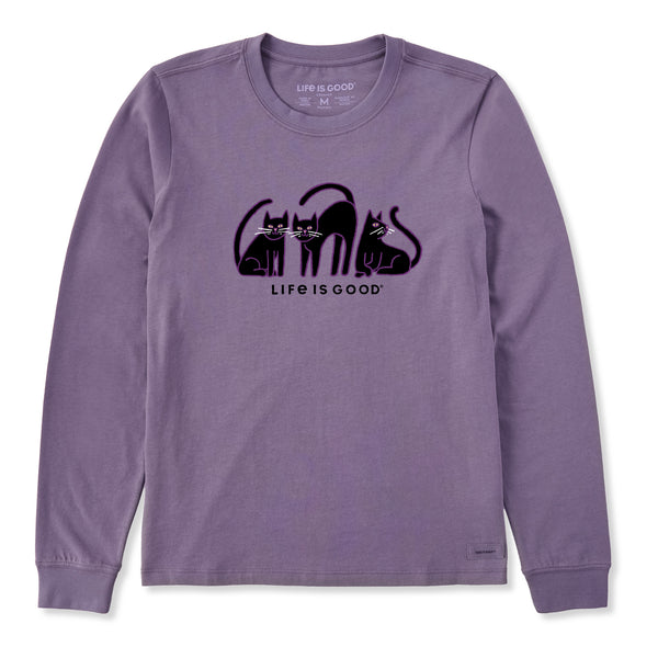 life is good Women's Black Cat Trio Long Sleeve Crusher Tee