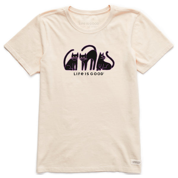 Life Is Good Women's Black Cat Trio Short Sleeve Crusher Tee