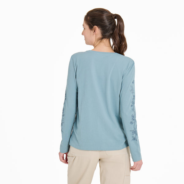 Life Is Good Women's Blossom Branches Long Sleeve Crusher-LITE Vee