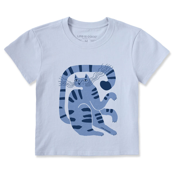 life is good Women's Blue Cat Crusher-LITE Shrunken Tee