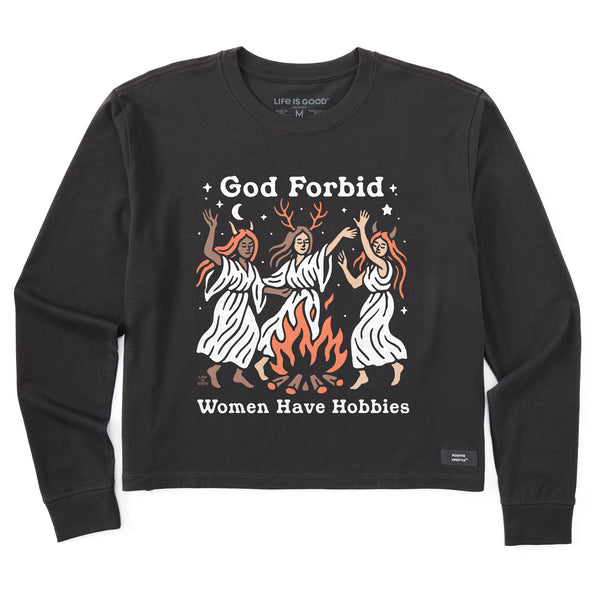 life is good Women's Bonfire Hobbies Long Sleeve Crusher Boxy Tee