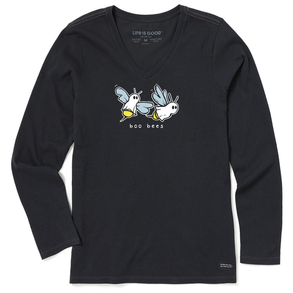 life is good Women's Boo Bees Long Sleeve Crusher Vee
