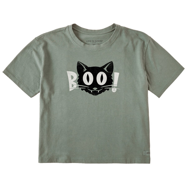 life is good Women's Boo Cat Short Sleeve Crusher Boxy Tee