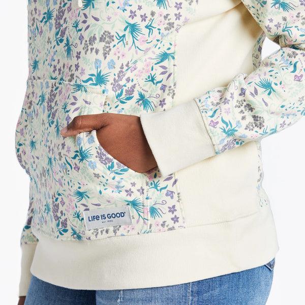 Life Is Good Women's Botanical Butterfly Pattern Simply True Fleece Hoodie