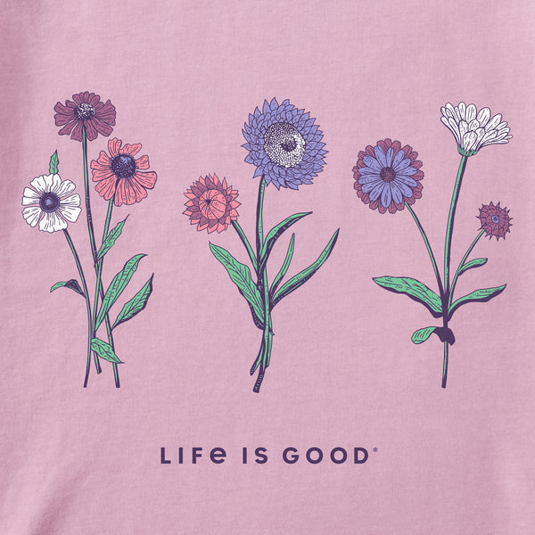 Life Is Good Women's Botanical Flowers Long Sleeve Crusher Boxy Tee