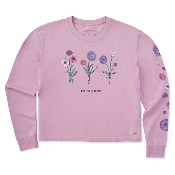 life is good Women's Botanical Flowers Long Sleeve Crusher Boxy Tee