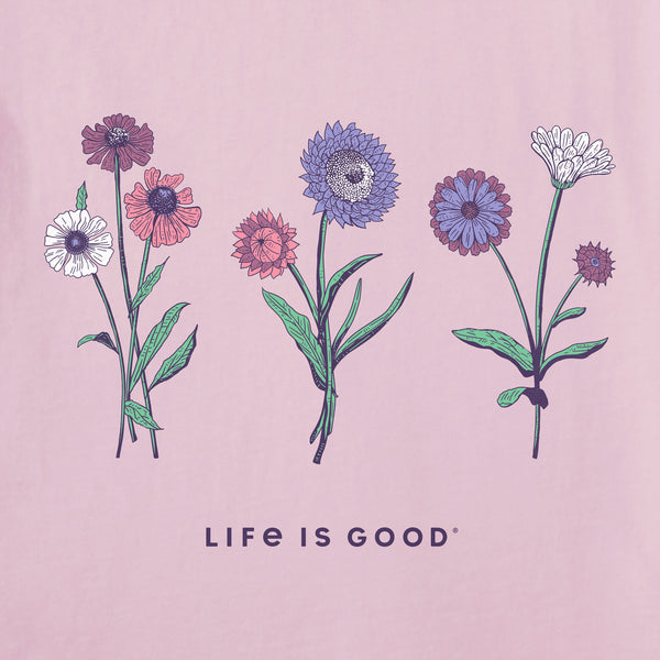 Life Is Good Women's Botanical Flowers Long Sleeve Crusher Tee