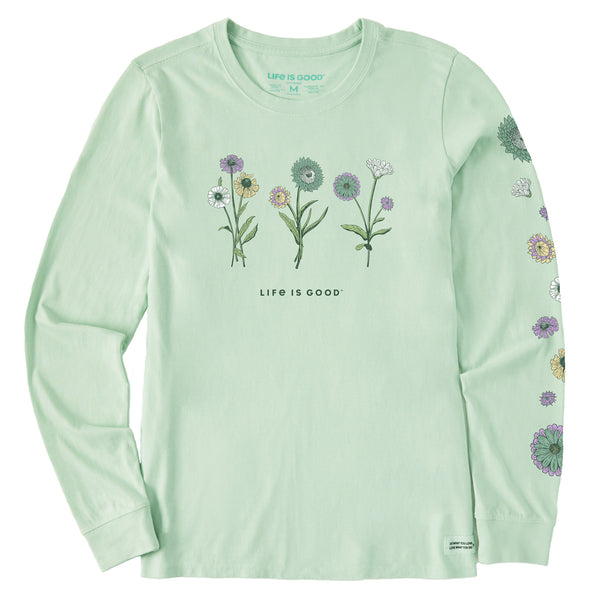 Life Is Good Women's Botanical Flowers Long Sleeve Crusher Tee