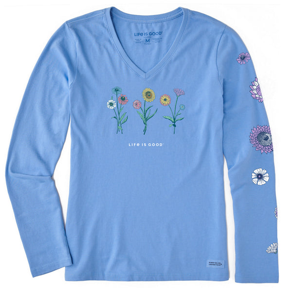 life is good Women's Botanical Flowers Long Sleeve Crusher Vee