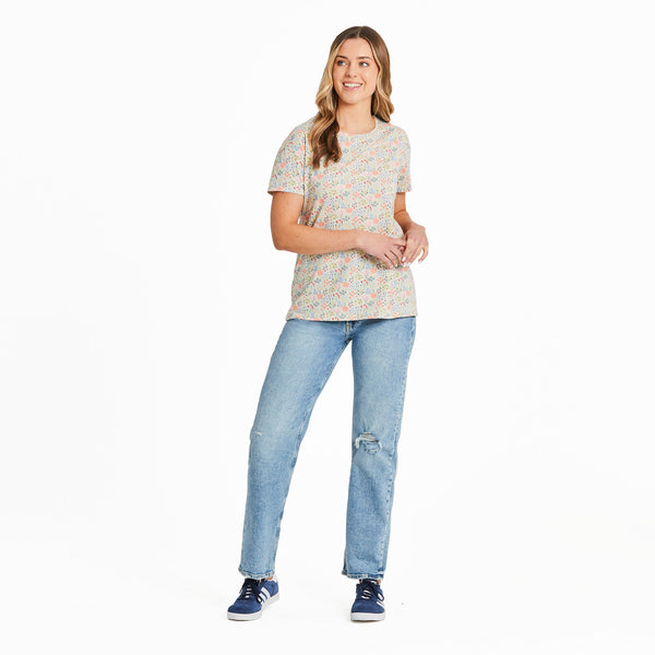Life Is Good Women's Bouquet Garden Pattern Crusher-LITE Easy Tee