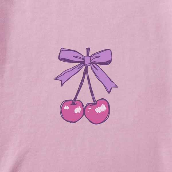 Life Is Good Women's Bows And Cherries Long Sleeve Crusher Boxy Tee