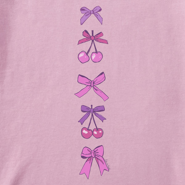 Life Is Good Women's Bows And Cherries Long Sleeve Crusher Boxy Tee