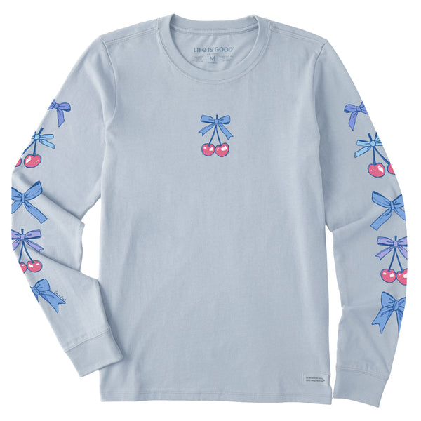 life is good Women's Bows and Cherries Long Sleeve Crusher Tee