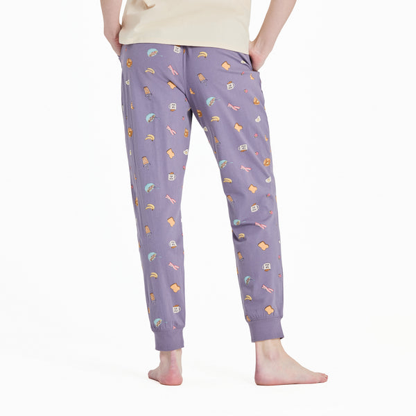 Life Is Good Women's Breakfast Pattern Snuggle Up Sleep Jogger
