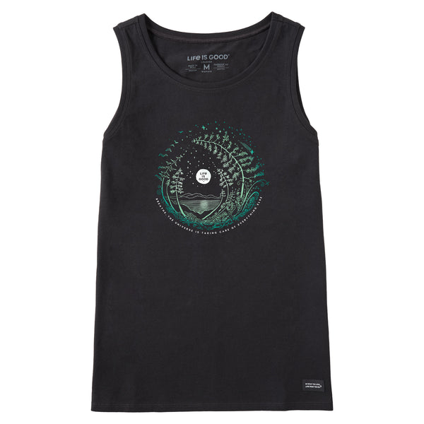 life is good Women's Breathe Moon Evergreen Fern Crusher Tank