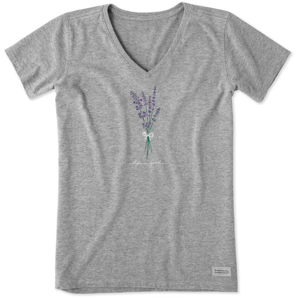 life is good Women's Bunch of Lavender Short Sleeve Crusher Vee