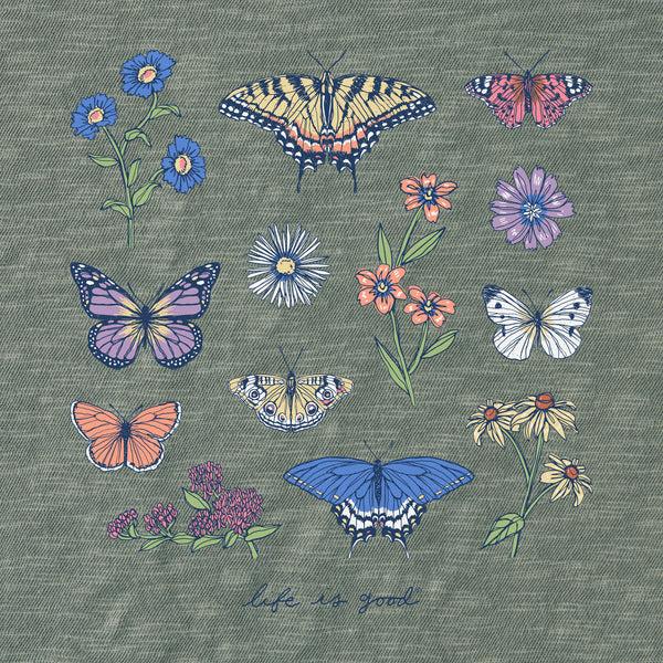Life Is Good Women's Butterflies And Wildflowers Slub Easy Fit Tee