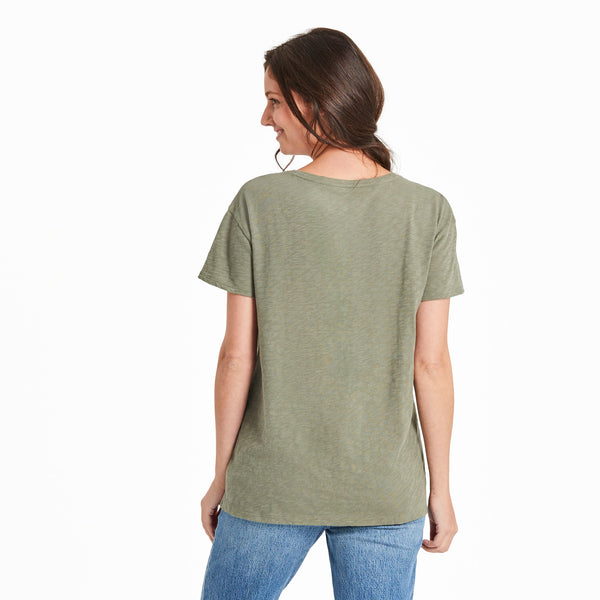 Life Is Good Women's Butterflies And Wildflowers Slub Easy Fit Tee