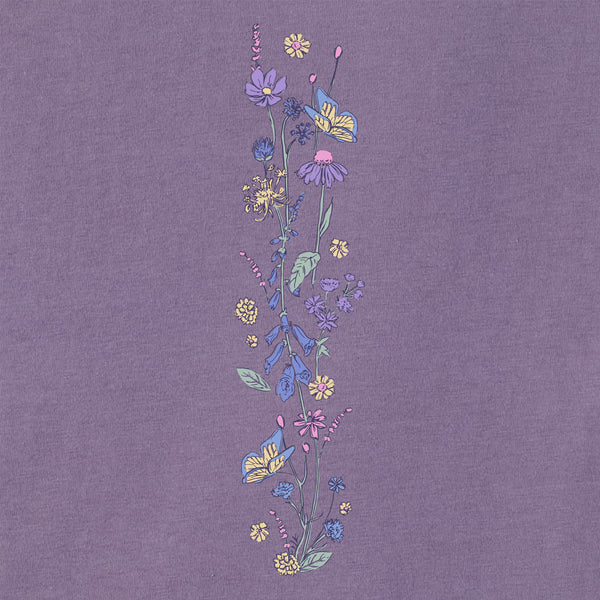 Life Is Good Women's Butterflies U0026 Wildflowers Long Sleeve Crusher Boxy Tee