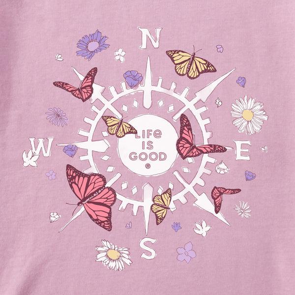 Life Is Good Women's Butterfly And Floral Compass Crusher-FLEX Hoodie Tunic