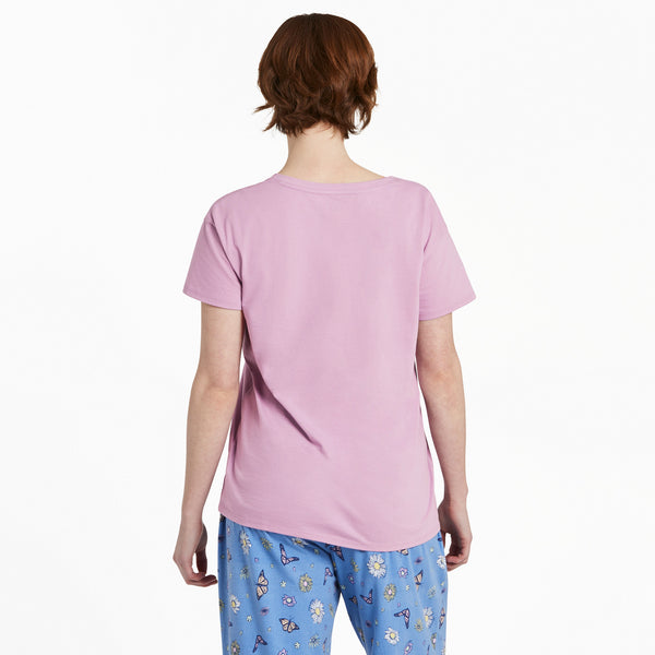 Life Is Good Women's Butterfly And Floral Compass Snuggle Up Relaxed Sleep Vee