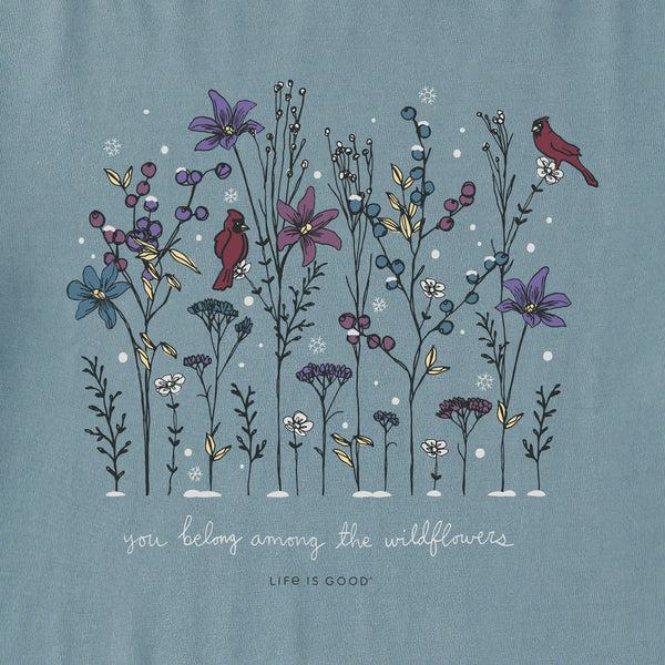 Life Is Good Women's Cardinal Wildflowers Long Sleeve Snuggle Up Sleep Tee