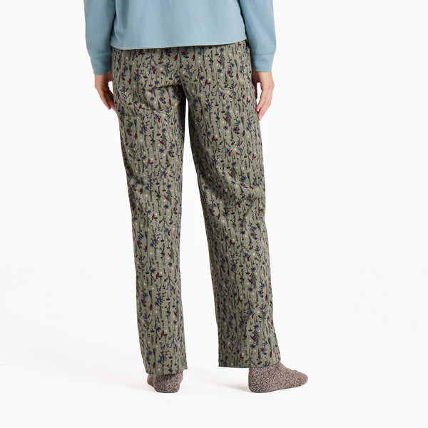 Life Is Good Women's Cardinal Winter Floral Pattern Snuggle Up Sleep Pant