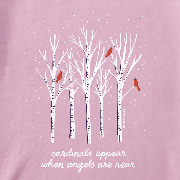 Life Is Good Women's Cardinals Appear Birch Trees Long Sleeve Crusher Tee