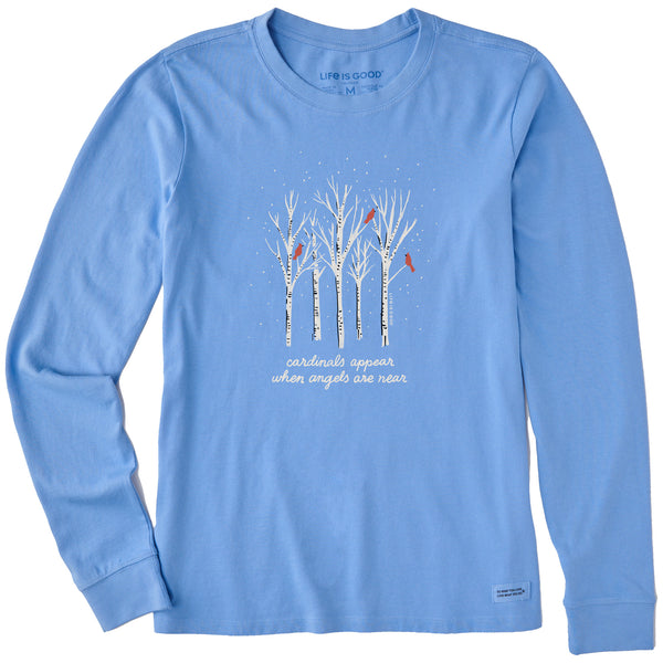 life is good Women's Cardinals Appear Birch Trees Long Sleeve Crusher Tee