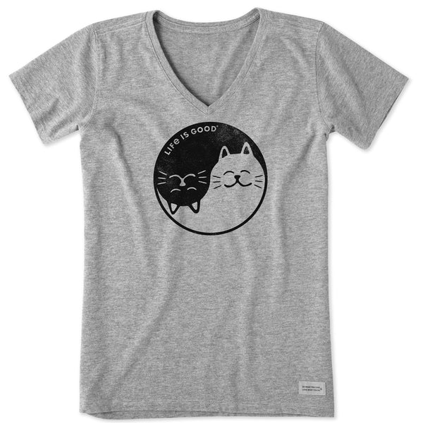 life is good Women's Cat Yin and Yang Short Sleeve Crusher Vee