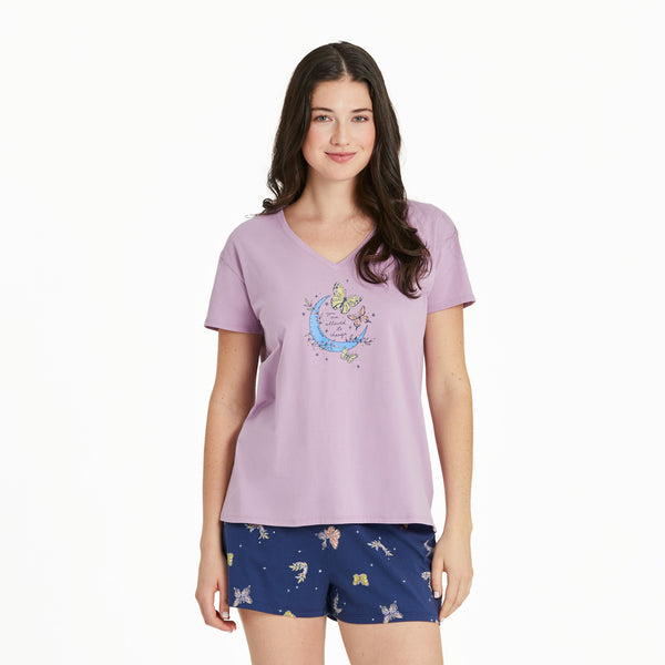 life is good Women's Celestial Butterfly Allowed to Change Snuggle Up Relaxed Sleep Vee