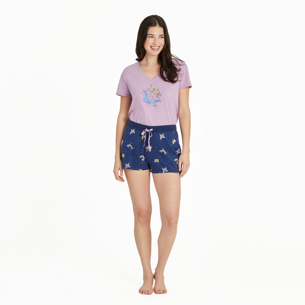 Life Is Good Women's Celestial Butterfly Pattern Snuggle Up Sleep Short
