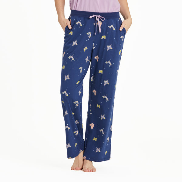 life is good Women's Celestial Butterfly Pattern Snuggle Up Sleep Pant