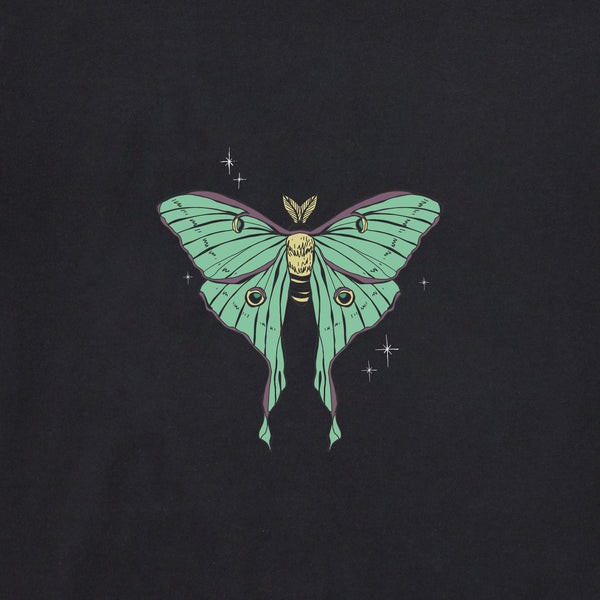 Life Is Good Women's Celestial Luna Moth Long Sleeve Crusher Boxy Tee