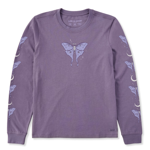 life is good Women's Celestial Luna Moth Long Sleeve Crusher Tee