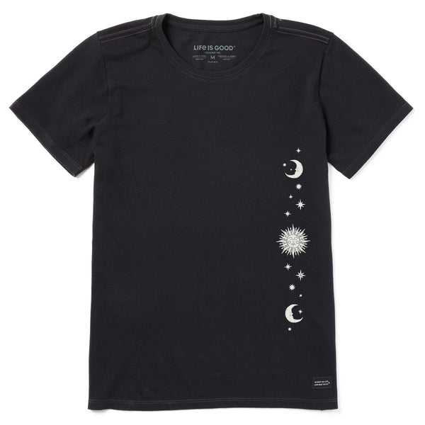 life is good Women's Celestial Moon and Stars Short Sleeve Crusher Tee