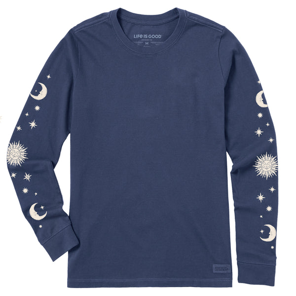 life is good Women's Celestial Sun u0026 Moons Long Sleeve Crusher Tee