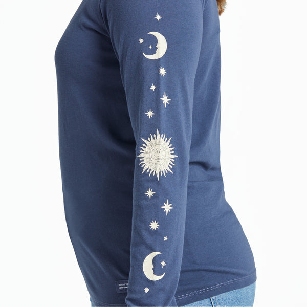 Life Is Good Women's Celestial Sun U0026 Moons Long Sleeve Crusher-LITE Tee