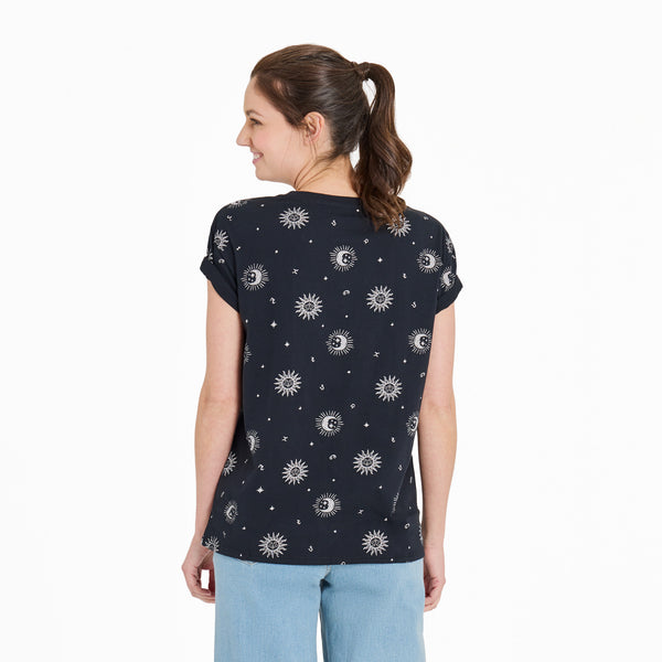Life Is Good Women's Celestial Zodiac Pattern Crusher-LITE Easy Vee