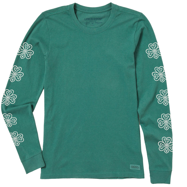 life is good Women's Celtic Clovers Long Sleeve Crusher Tee