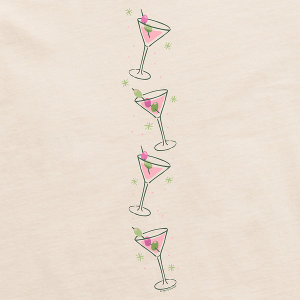 Life Is Good Women's Cheers Holiday Tinis Long Sleeve Crusher Boxy Tee